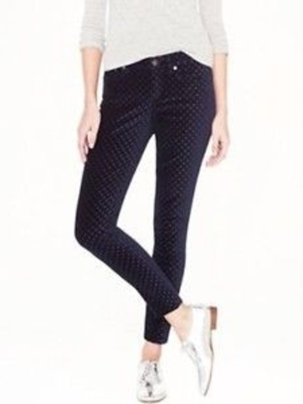 J. Crew Navy Skinny Polka Dot Stretch Pants